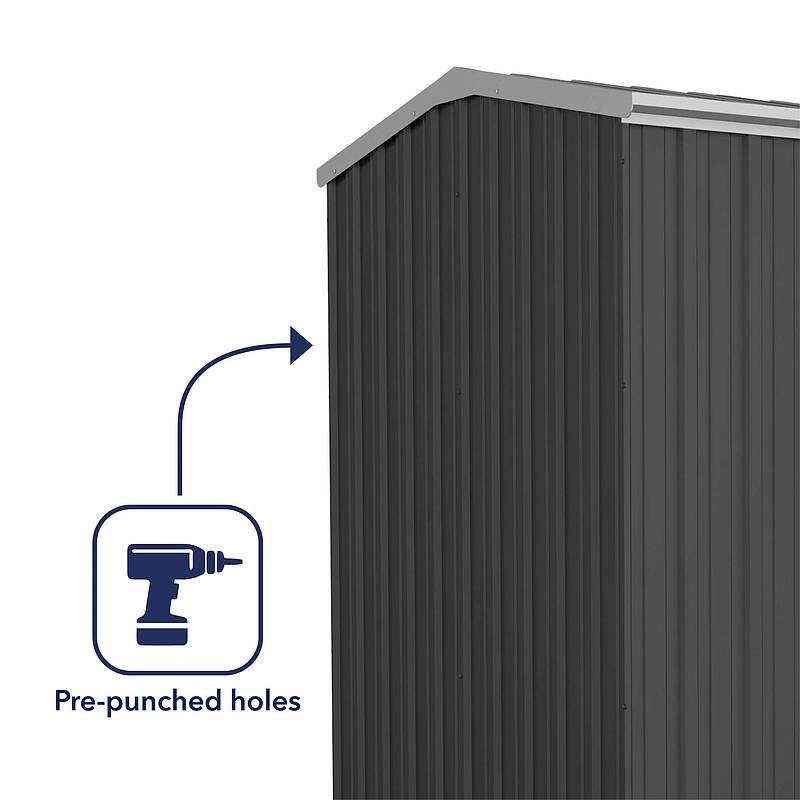 Absco Premier 7' 5 x 5 Dark Grey Reverse Apex Metal Shed