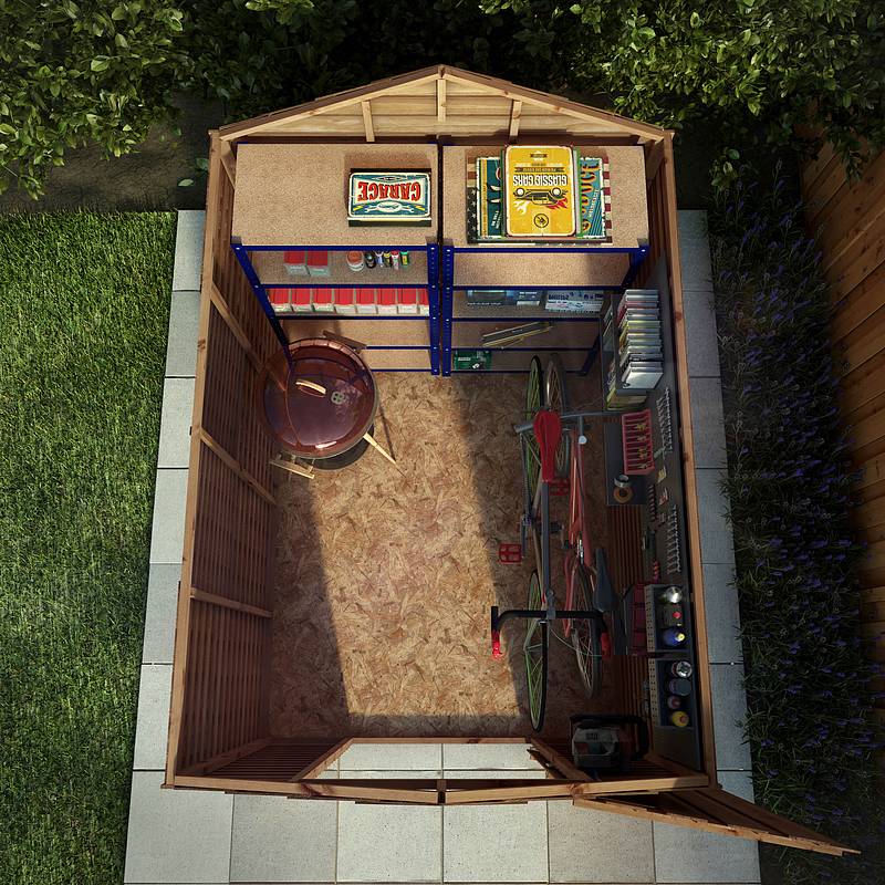 Refurbished 8 x 6 Overlap Single Door Windowless Apex Garden Shed