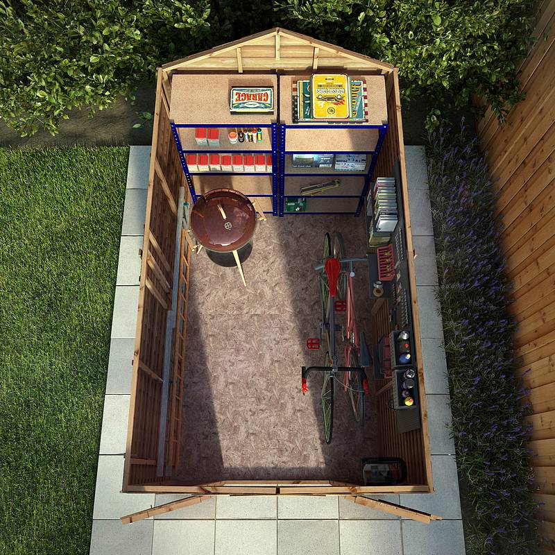 Refurbished Pressure Treated 10 x 6 Value Overlap Double Door Apex Windowless Wooden Shed