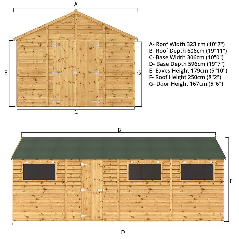 Refurbished Pressure Treated 20 x 10 Premium Shiplap Apex Workshop