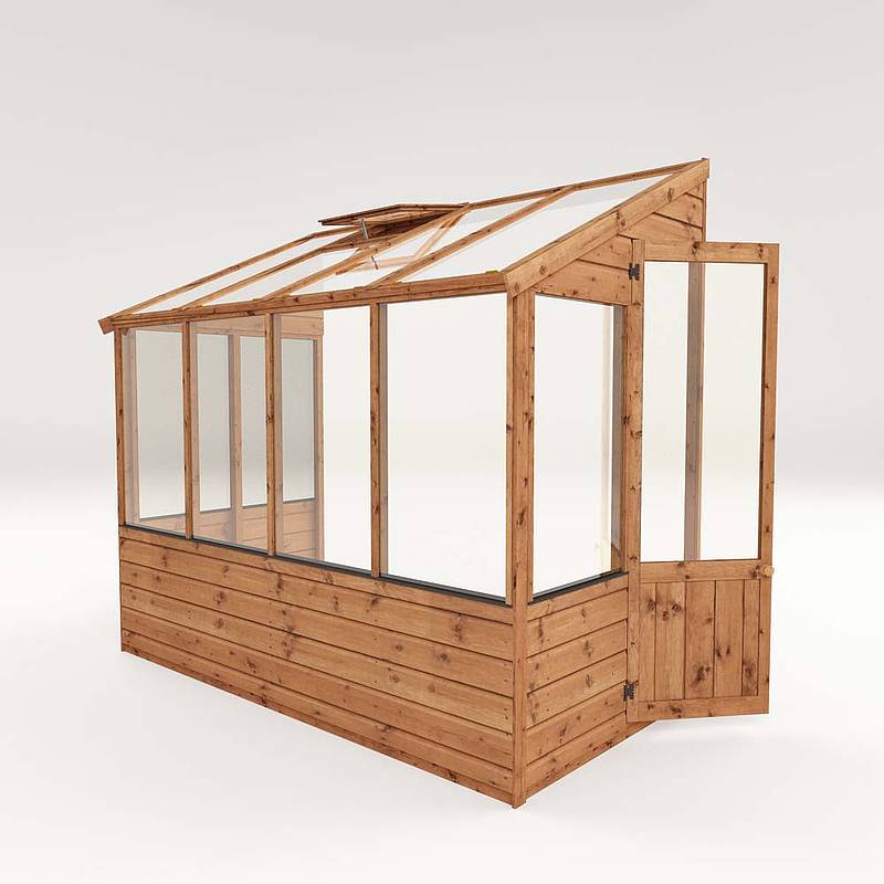 Refurbished Pressure Treated 8 x 4 Evesham Lean-to Pent Wooden Greenhouse