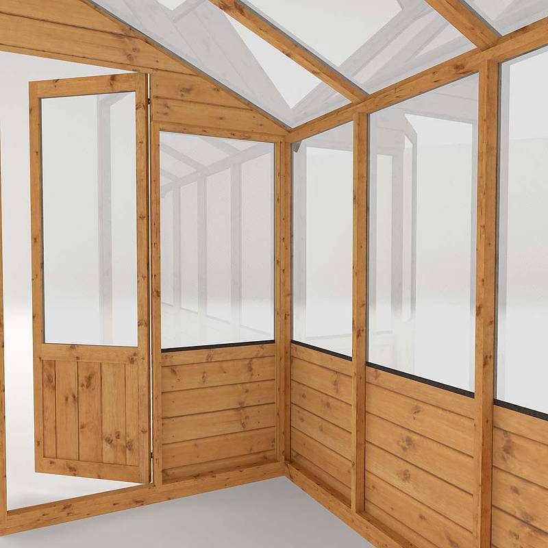Refurbished Pressure Treated 8 x 4 Evesham Lean-to Pent Wooden Greenhouse