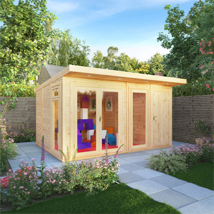 4 x 3m Insulated Garden Room with Side Shed