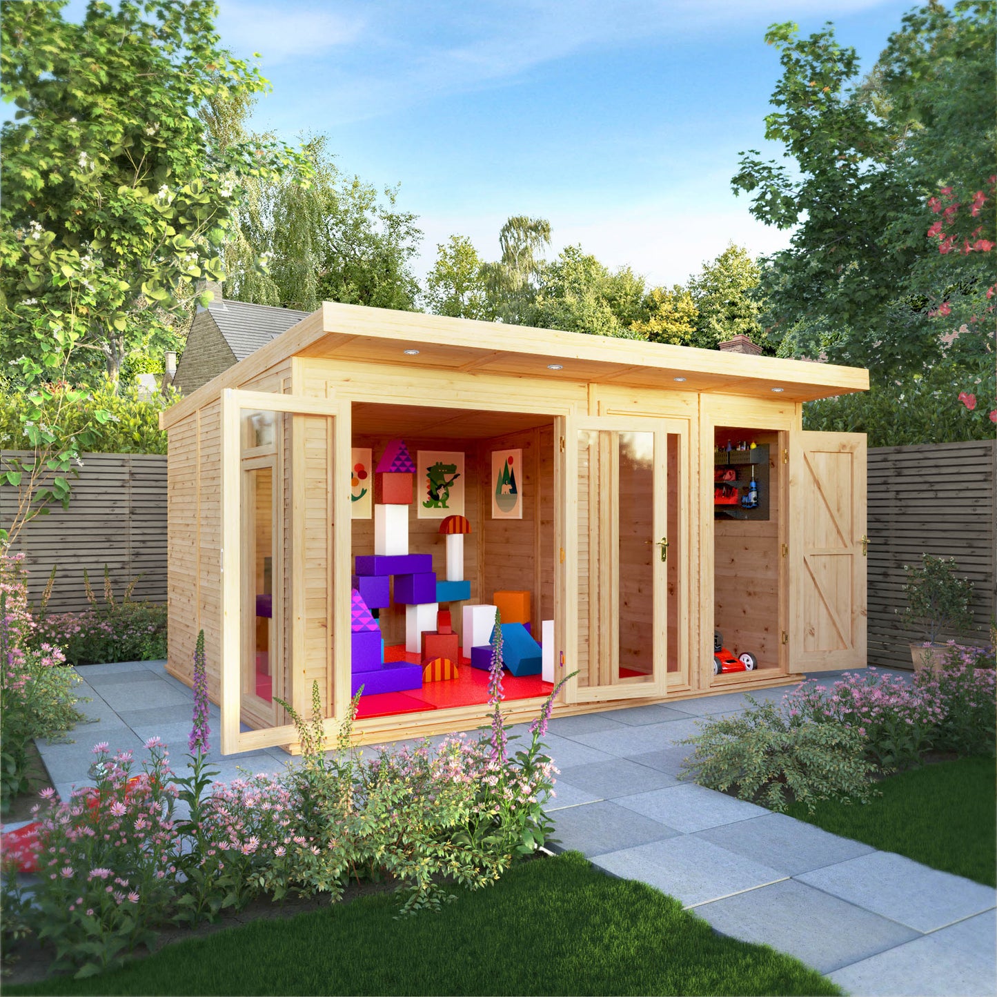 4 x 3m Insulated Garden Room with Side Shed