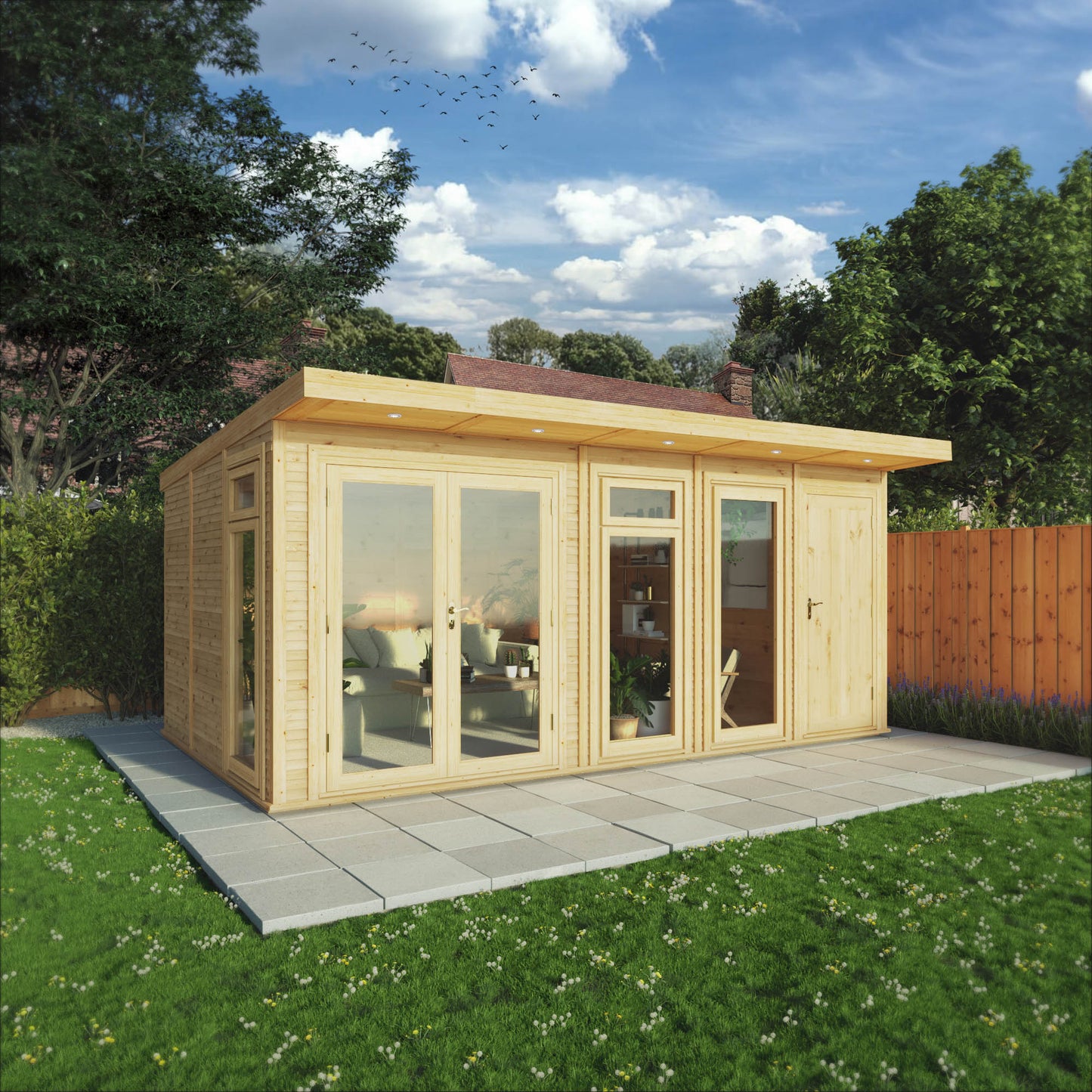 5 x 3m Insulated Garden Room with Side Shed