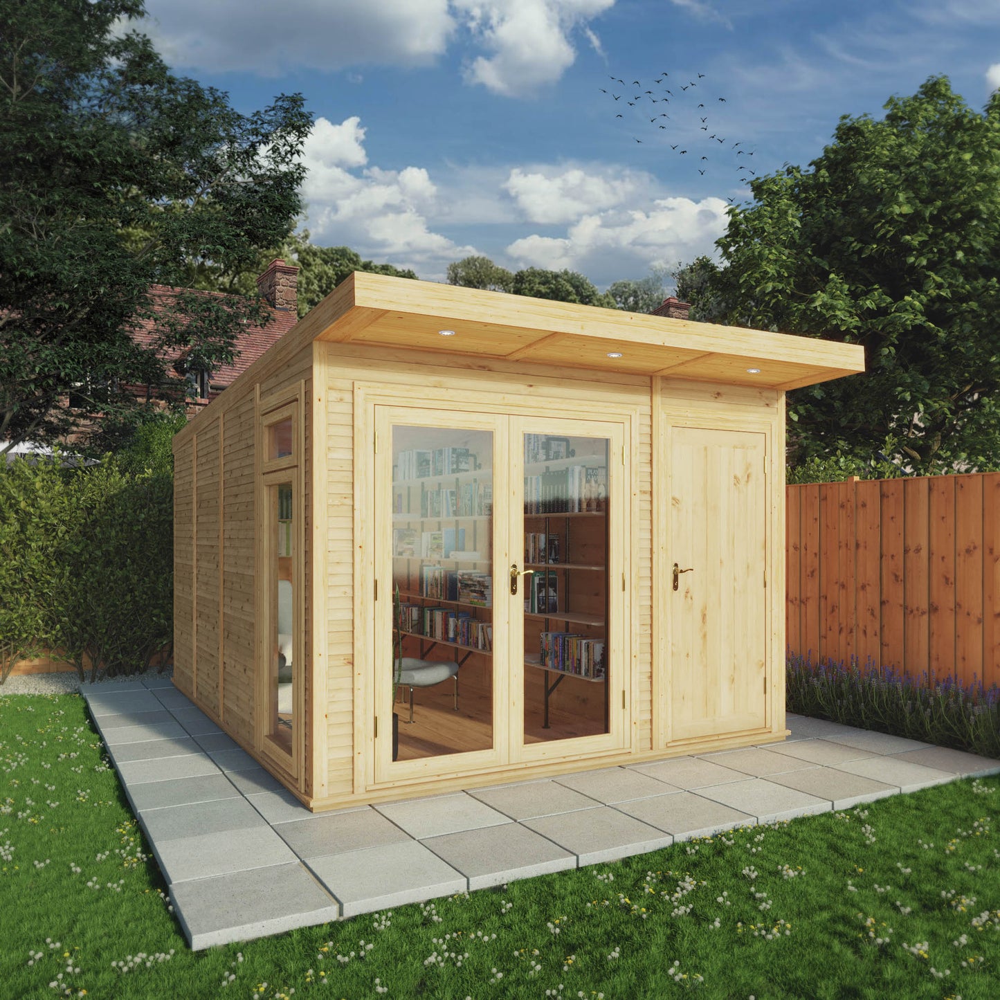 3 x 4m Insulated Garden Room with Side Shed