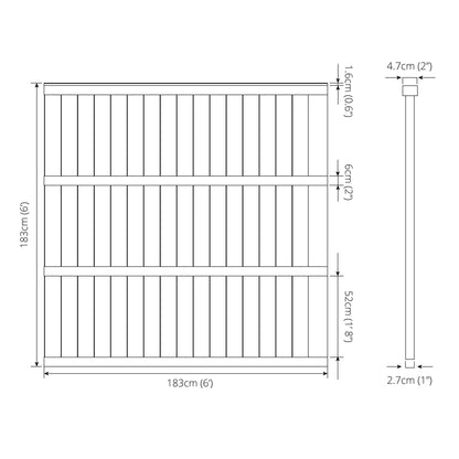 6 x 6 Pressure Treated Feather Edge Flat Top Fence Panel