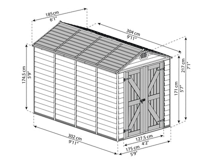 Canopia by Palram 6 x 10 Skylight Plastic Shed - Amber