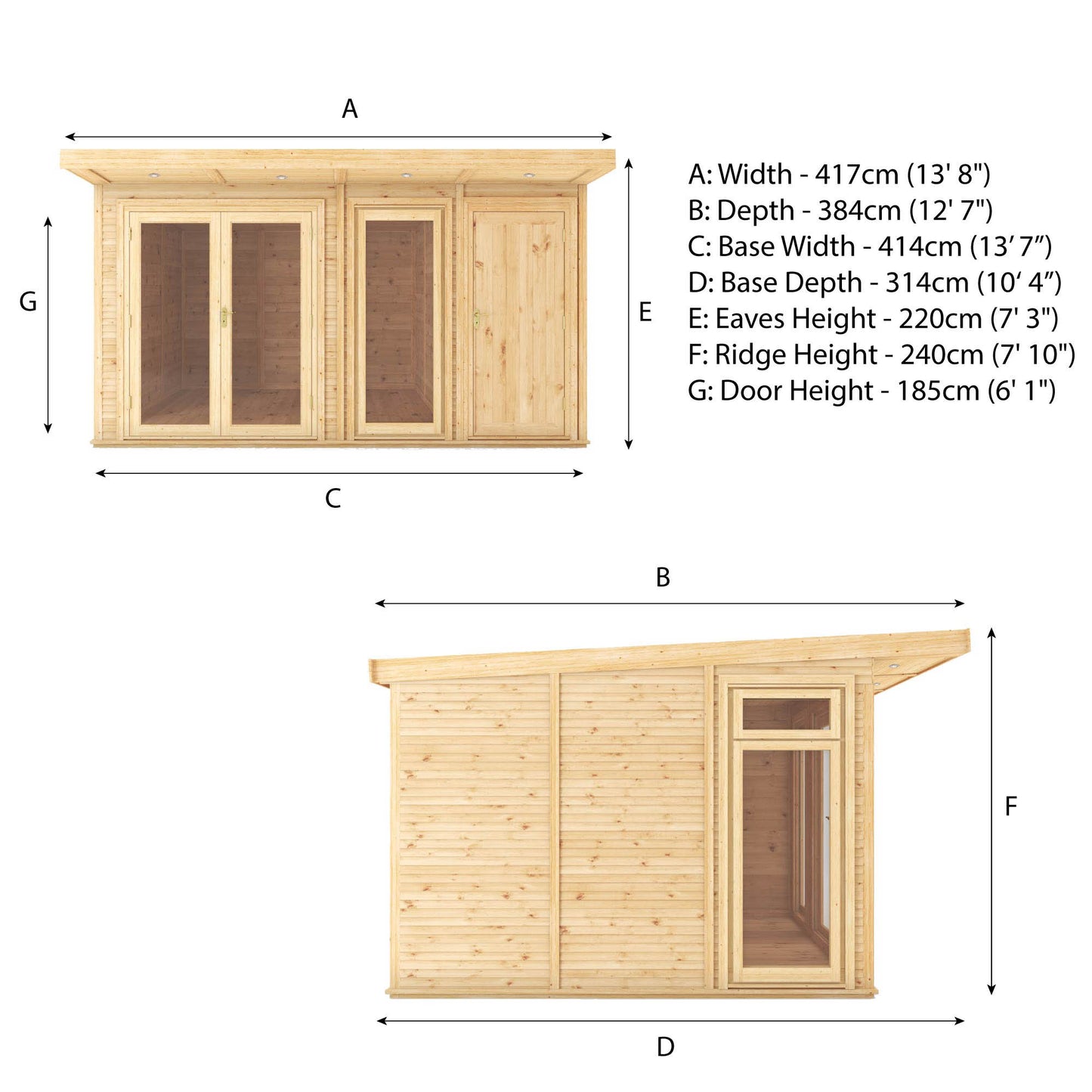 4 x 3m Insulated Garden Room with Side Shed