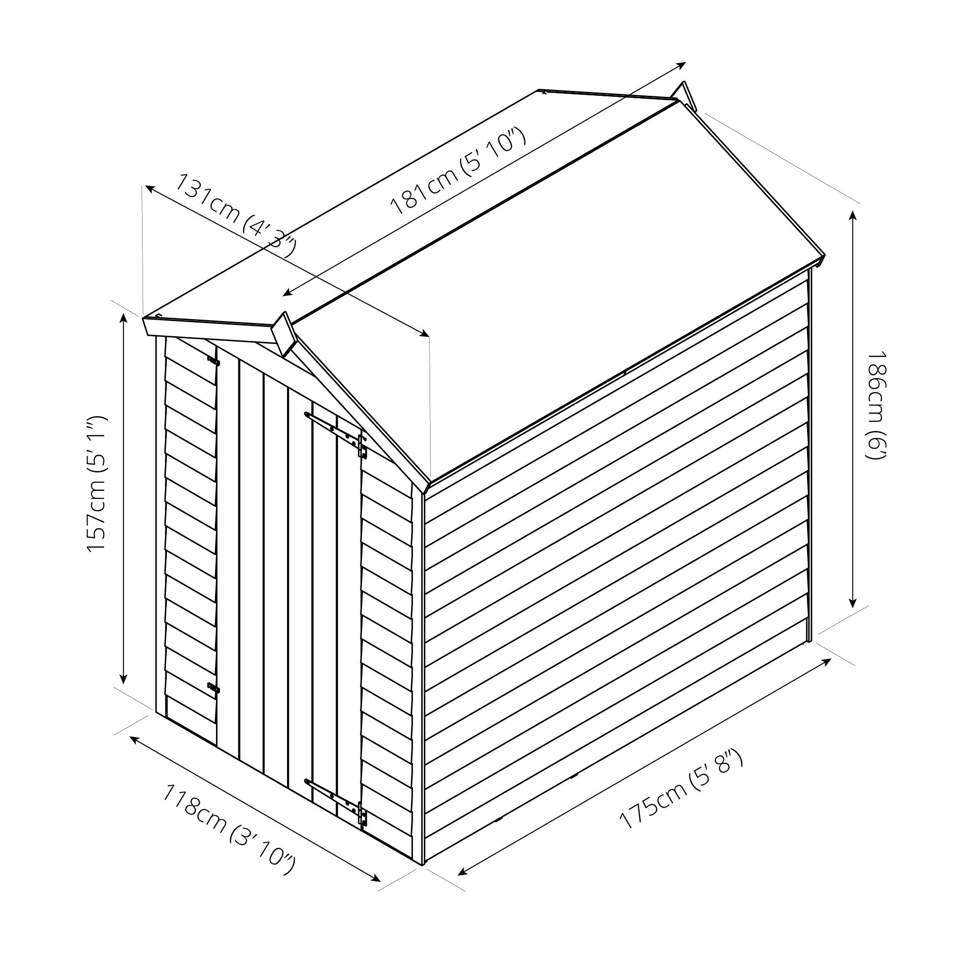 Refurbished 6 x 4 Overlap Single Door Apex Windowless Wooden Shed