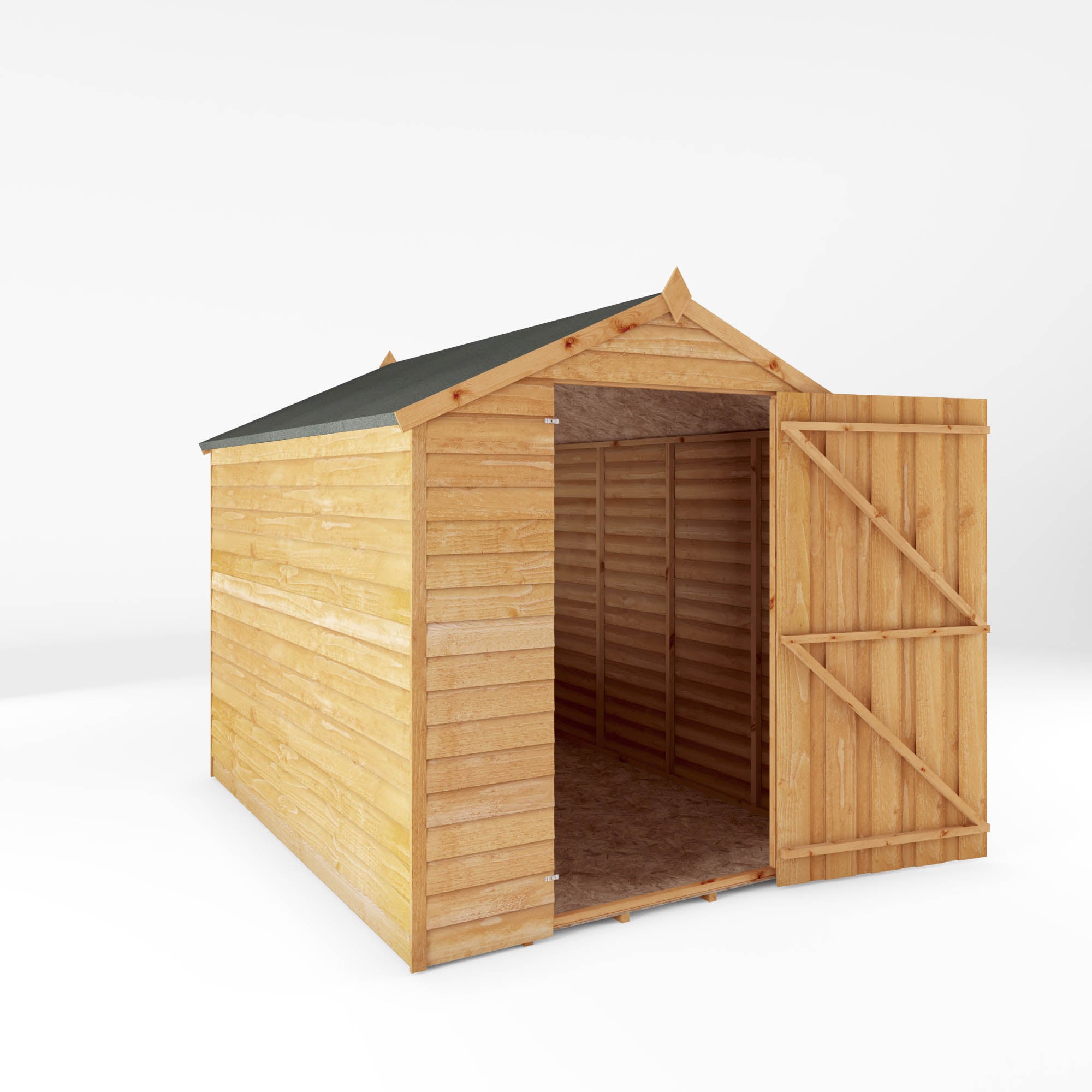 Refurbished 8 x 6 Overlap Single Door Windowless Apex Garden Shed