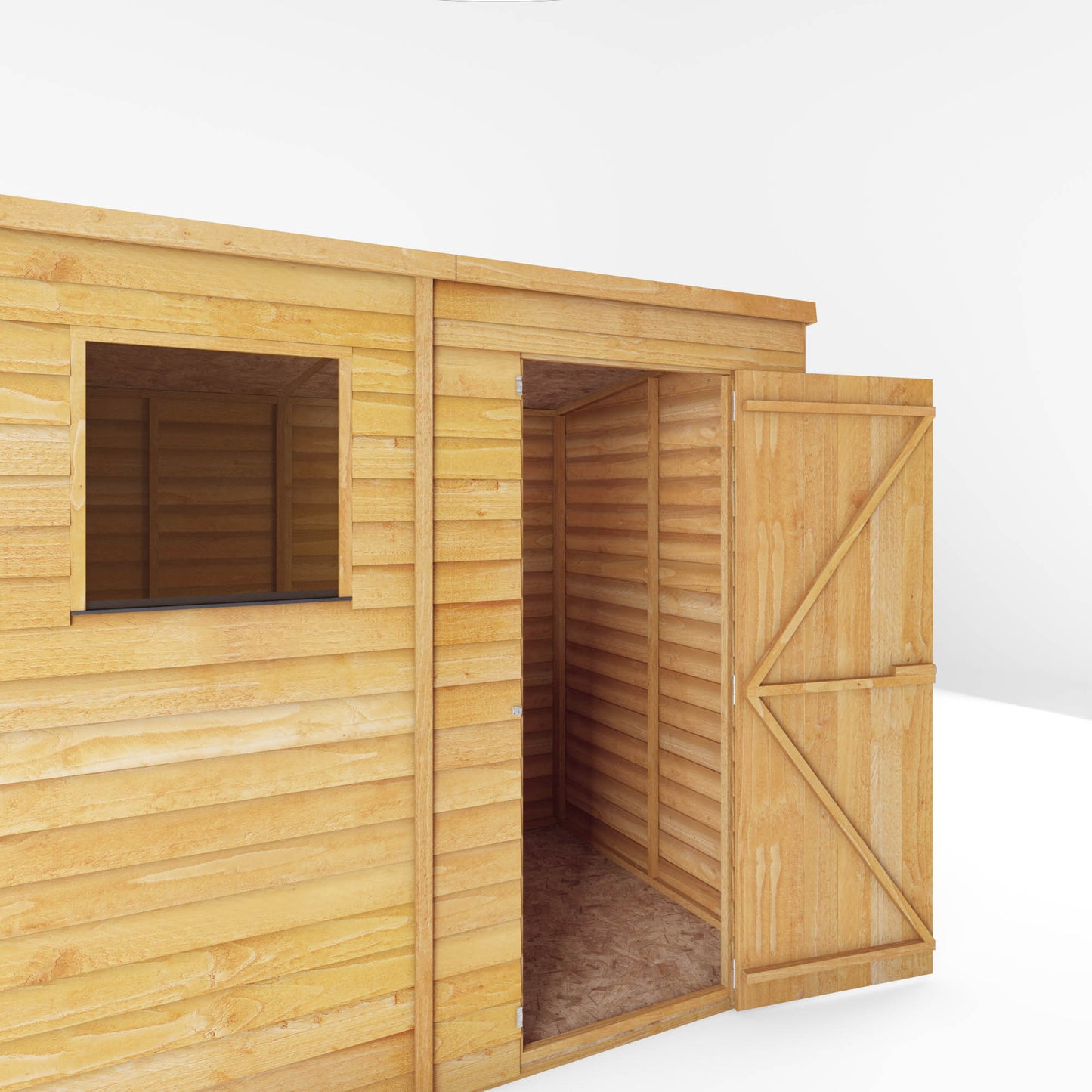 7 x 5 Overlap Single Door Pent Wooden Shed