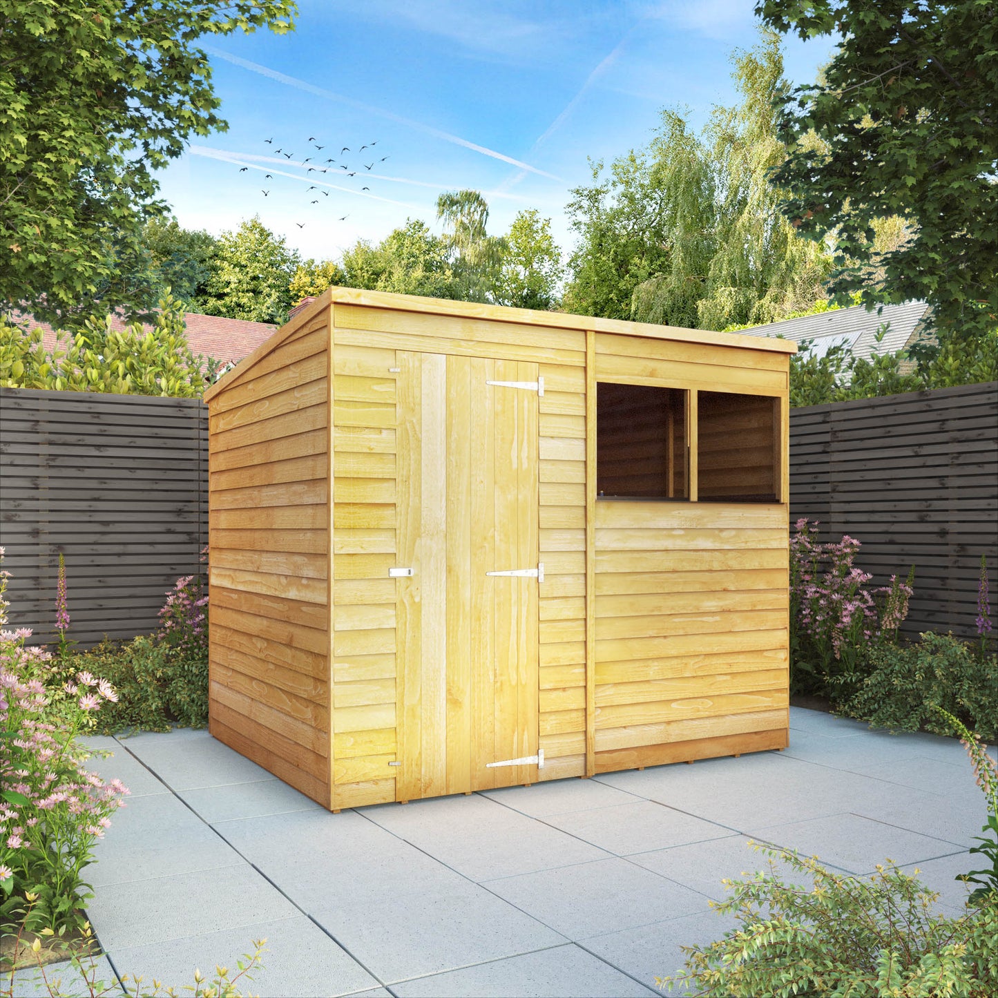 8 x 6 Overlap Single Door Pent Wooden Shed