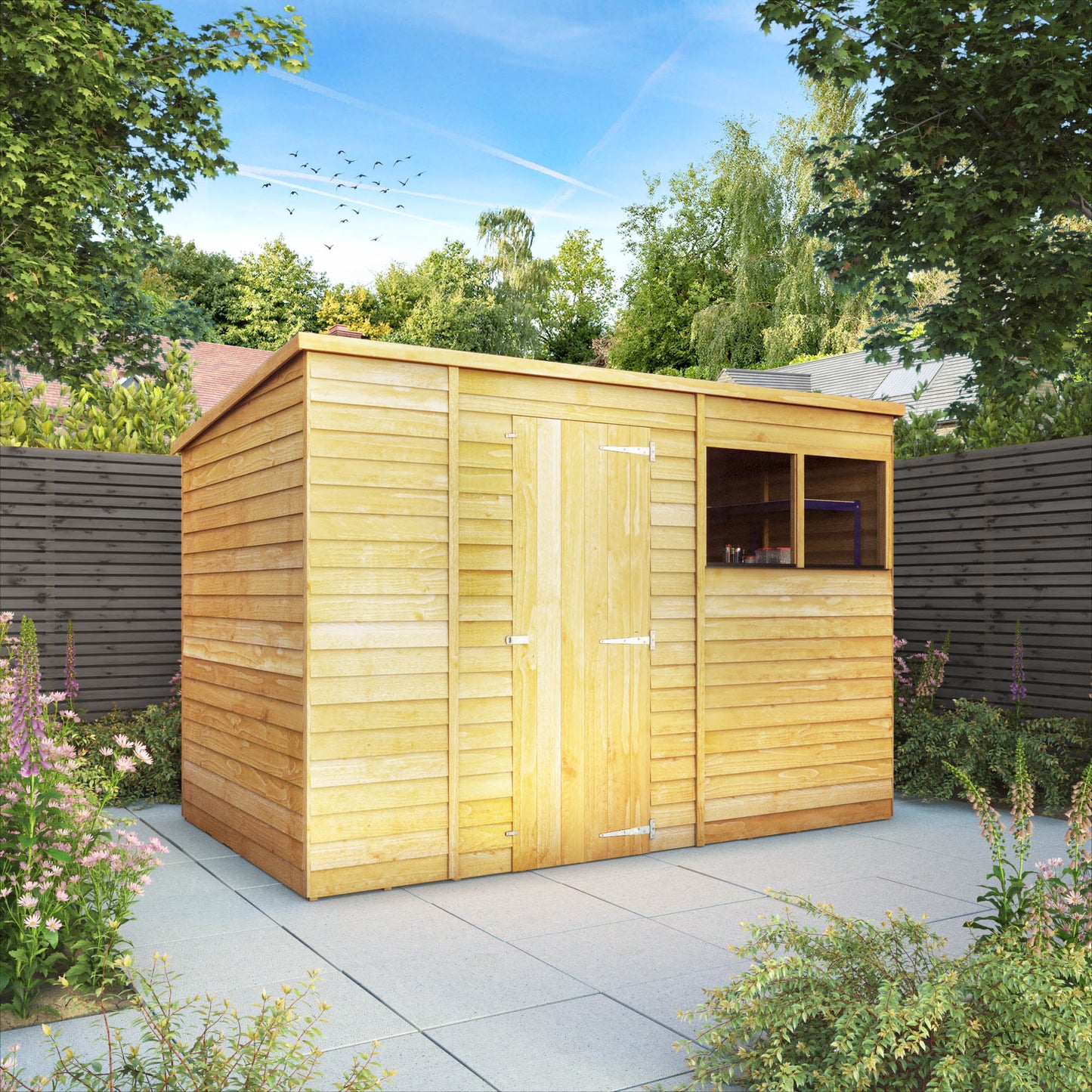 10 x 6 Overlap Single Door Pent Wooden Shed