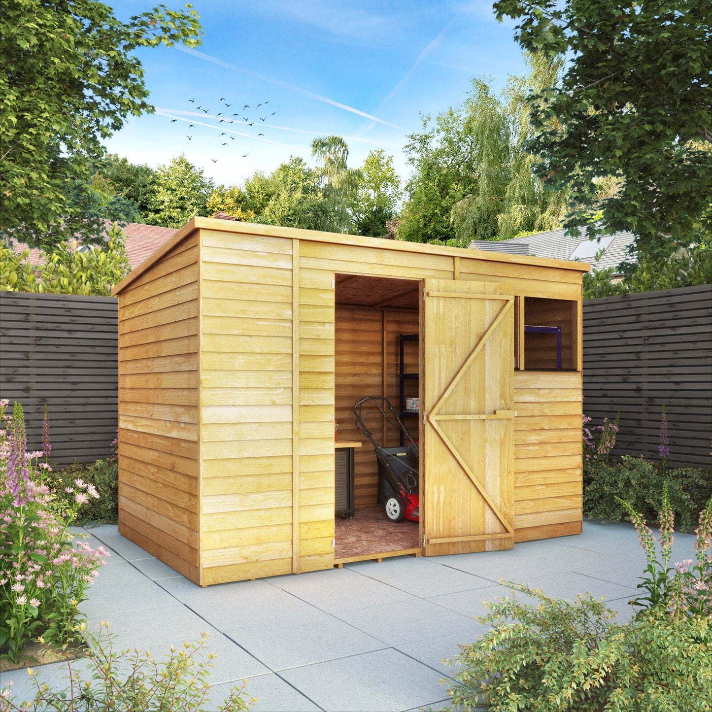 10 x 6 Overlap Single Door Pent Wooden Shed