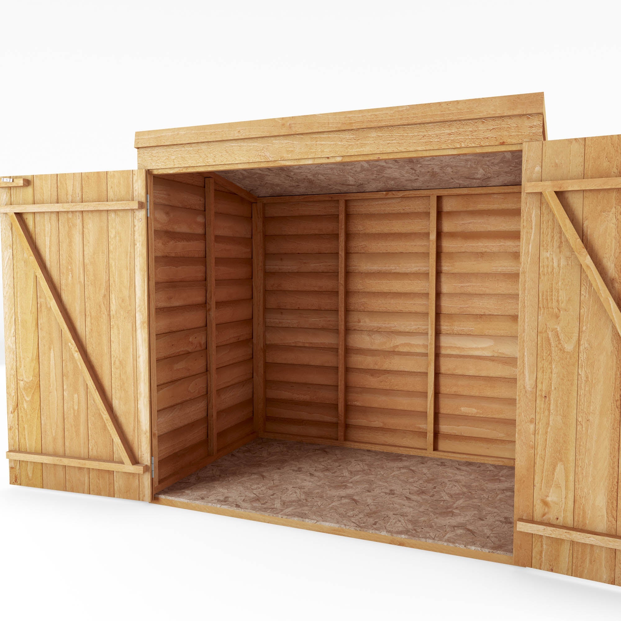 Refurbished 5 x 3 Overlap Double Door Wooden Garden Mower Store