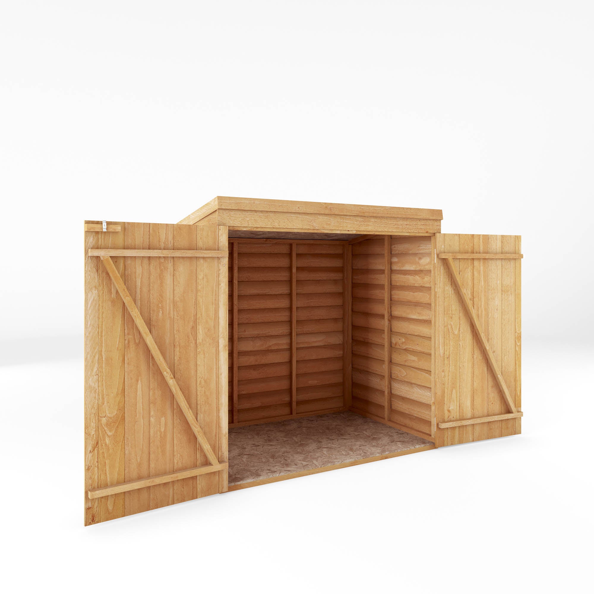 Refurbished 5 x 3 Overlap Double Door Wooden Garden Mower Store