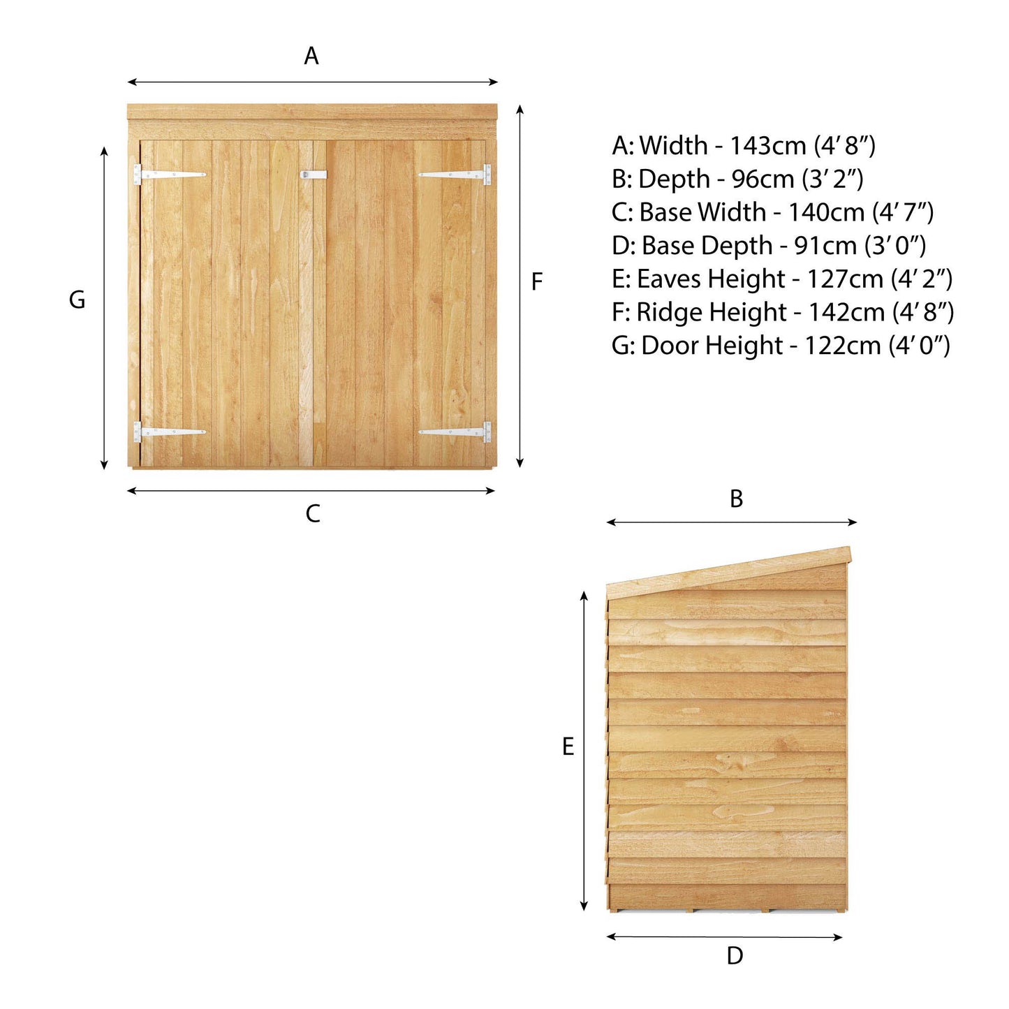 5 x 3 Overlap Double Door Wooden Garden Mower Store