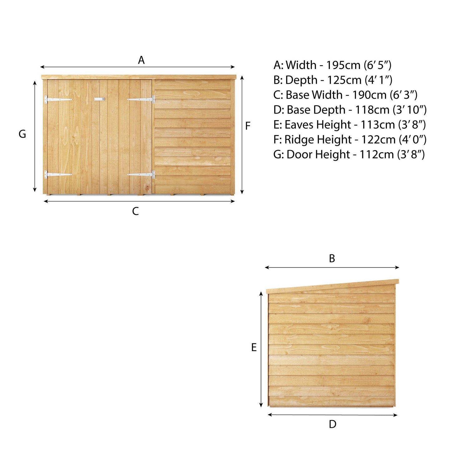 4 x 6 Overlap Double Door Pent Bike Store