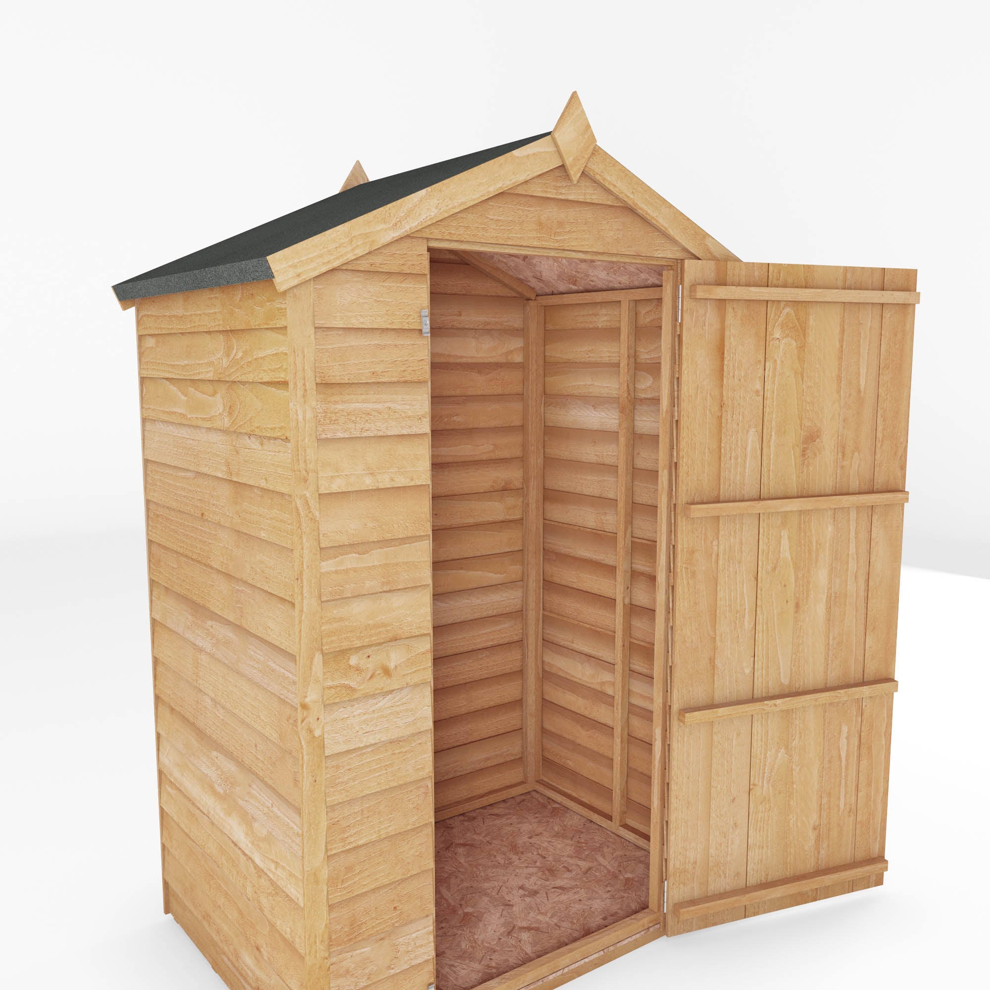 Refurbished 4 x 3 Overlap Single Door Apex Wooden Garden Shed