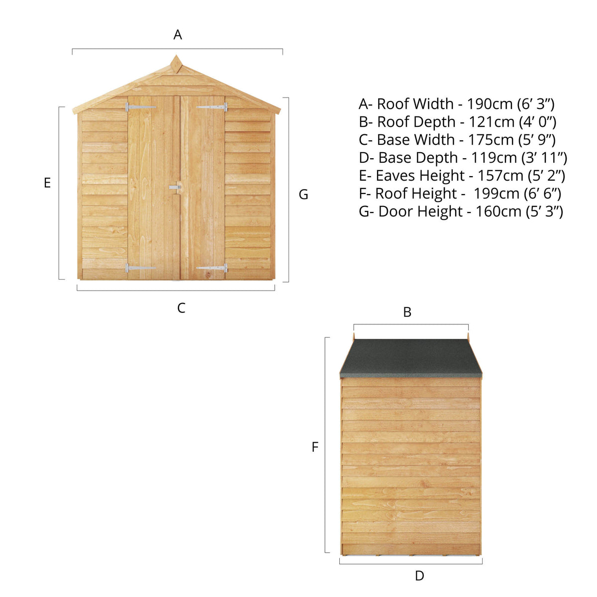 Refurbished Pressure Treated 4 x 6 Value Overlap Double Door Apex Garden Storage Shed