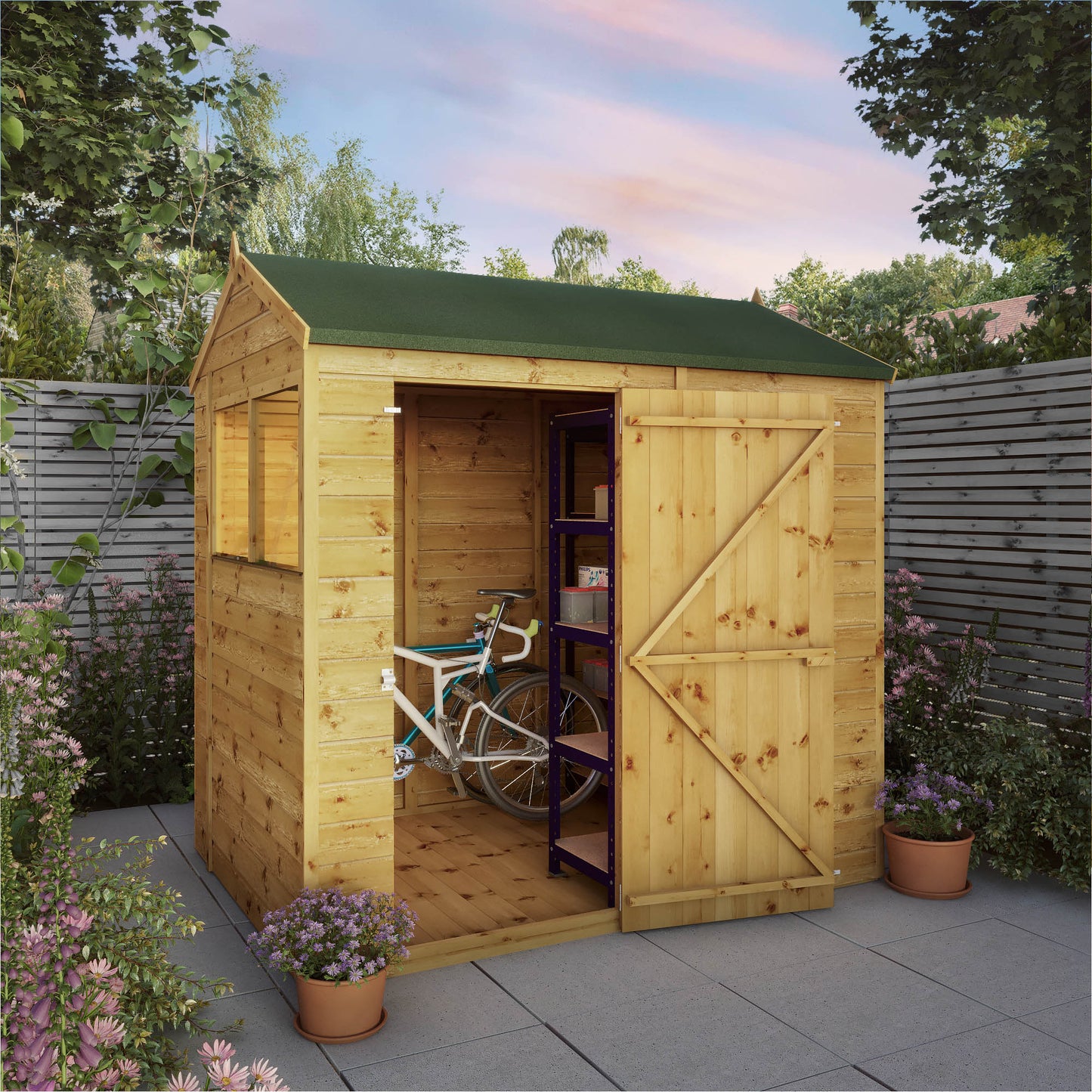 7 x 5 Shiplap Reverse Apex Wooden Shed