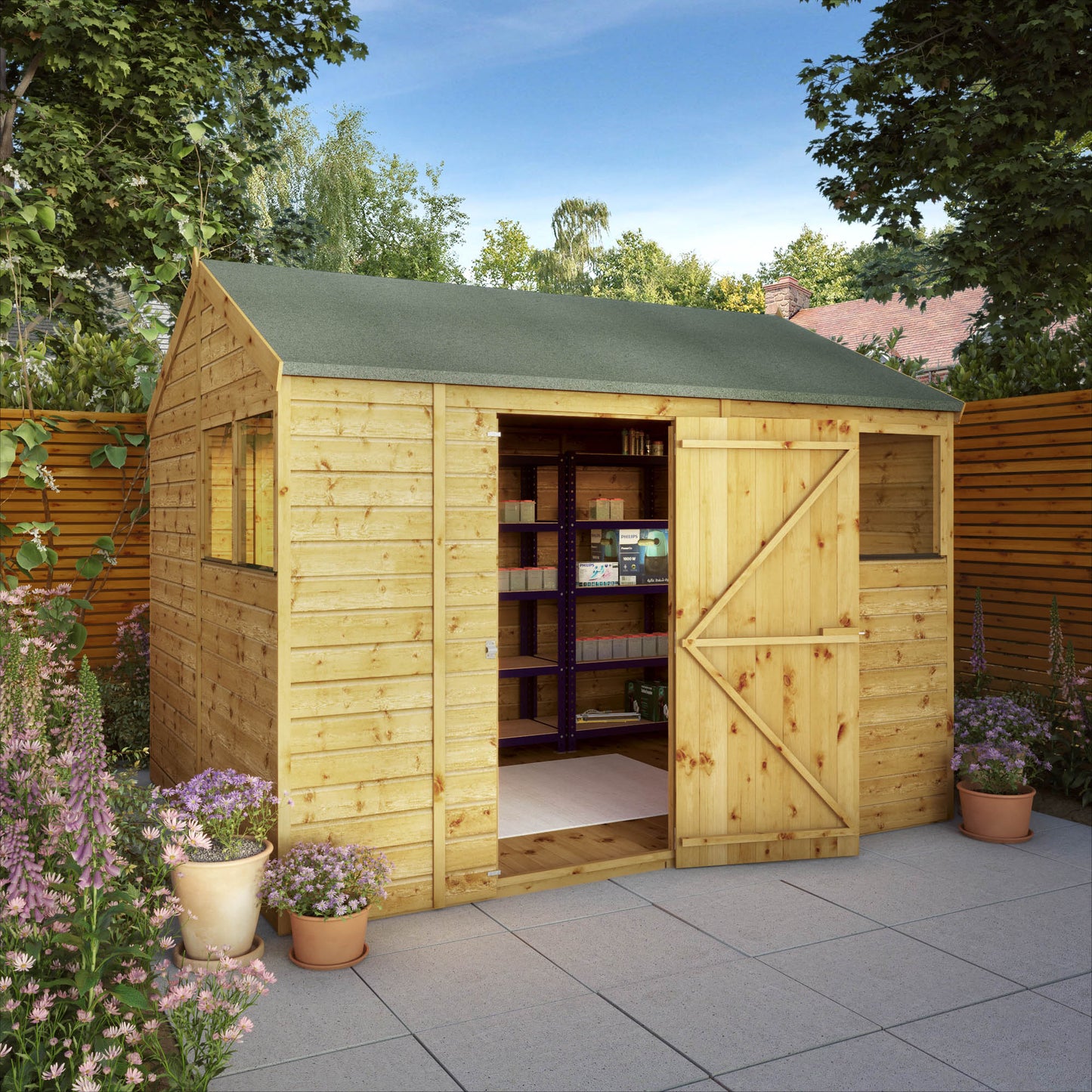 10 x 8 Shiplap Reverse Apex Wooden Shed