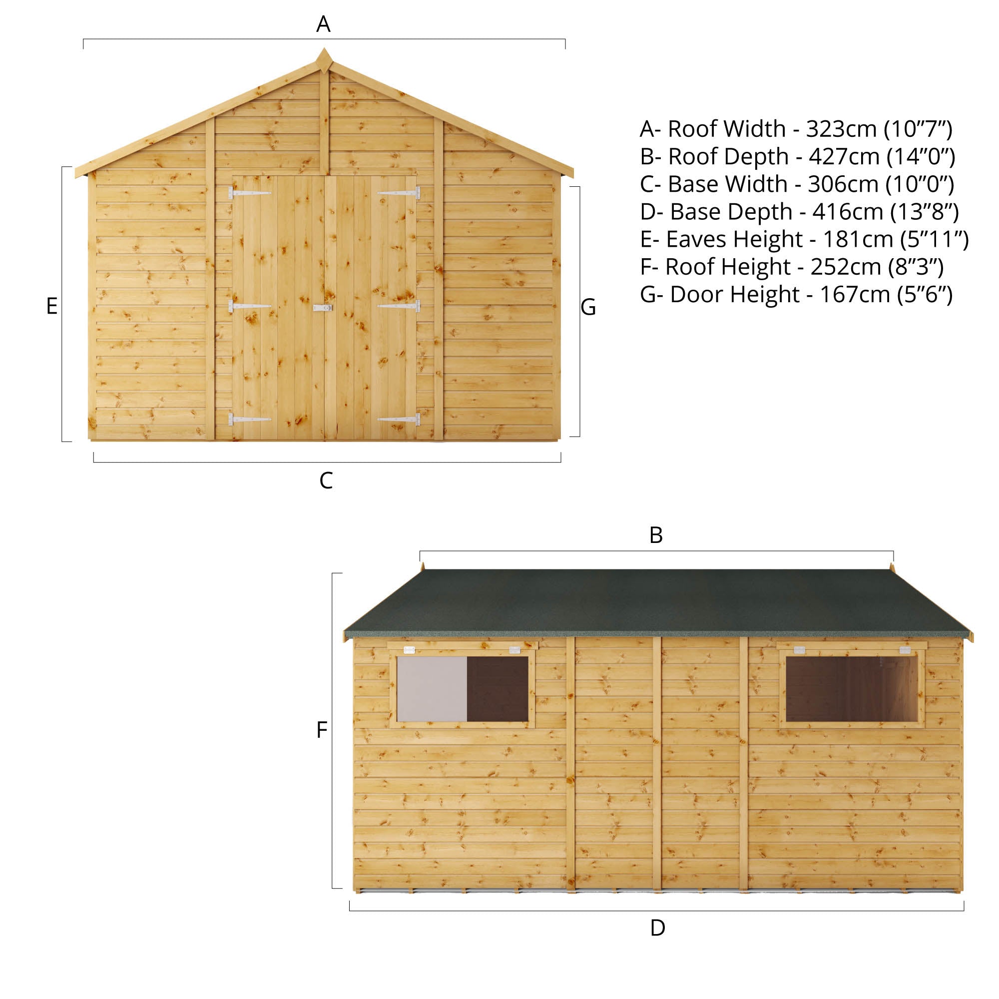 Refurbished 14 x 10 Premium Shiplap Apex Workshop