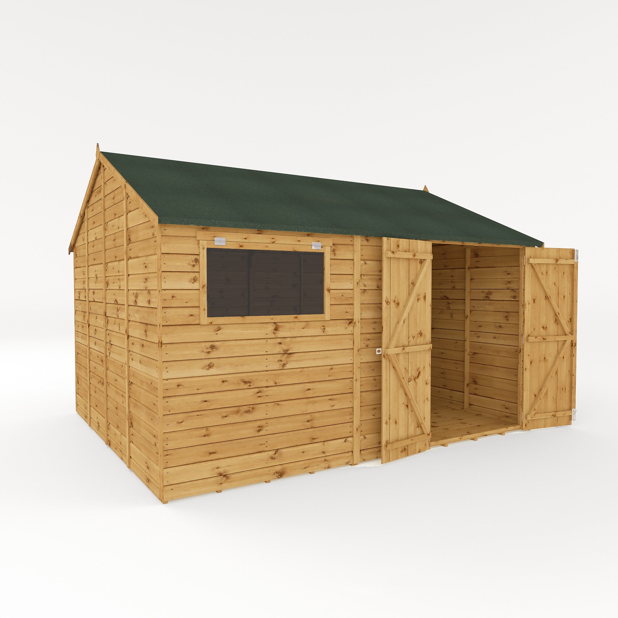 Refurbished 12 x 10 Premium Shiplap Reverse Apex Workshop