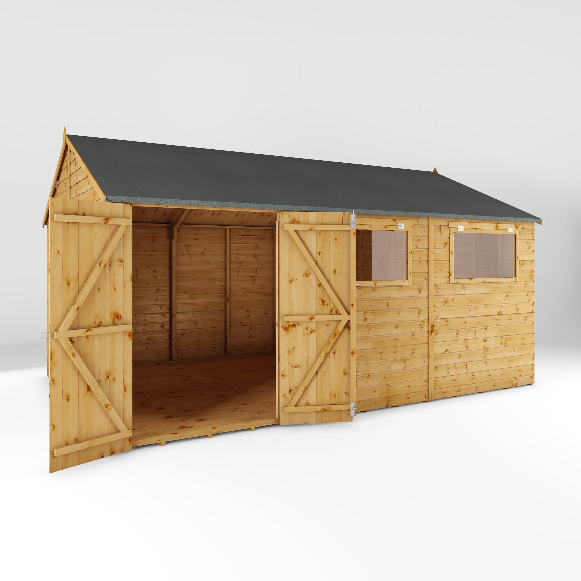 Refurbished 15 x 10 Premium Shiplap Reverse Apex Workshop