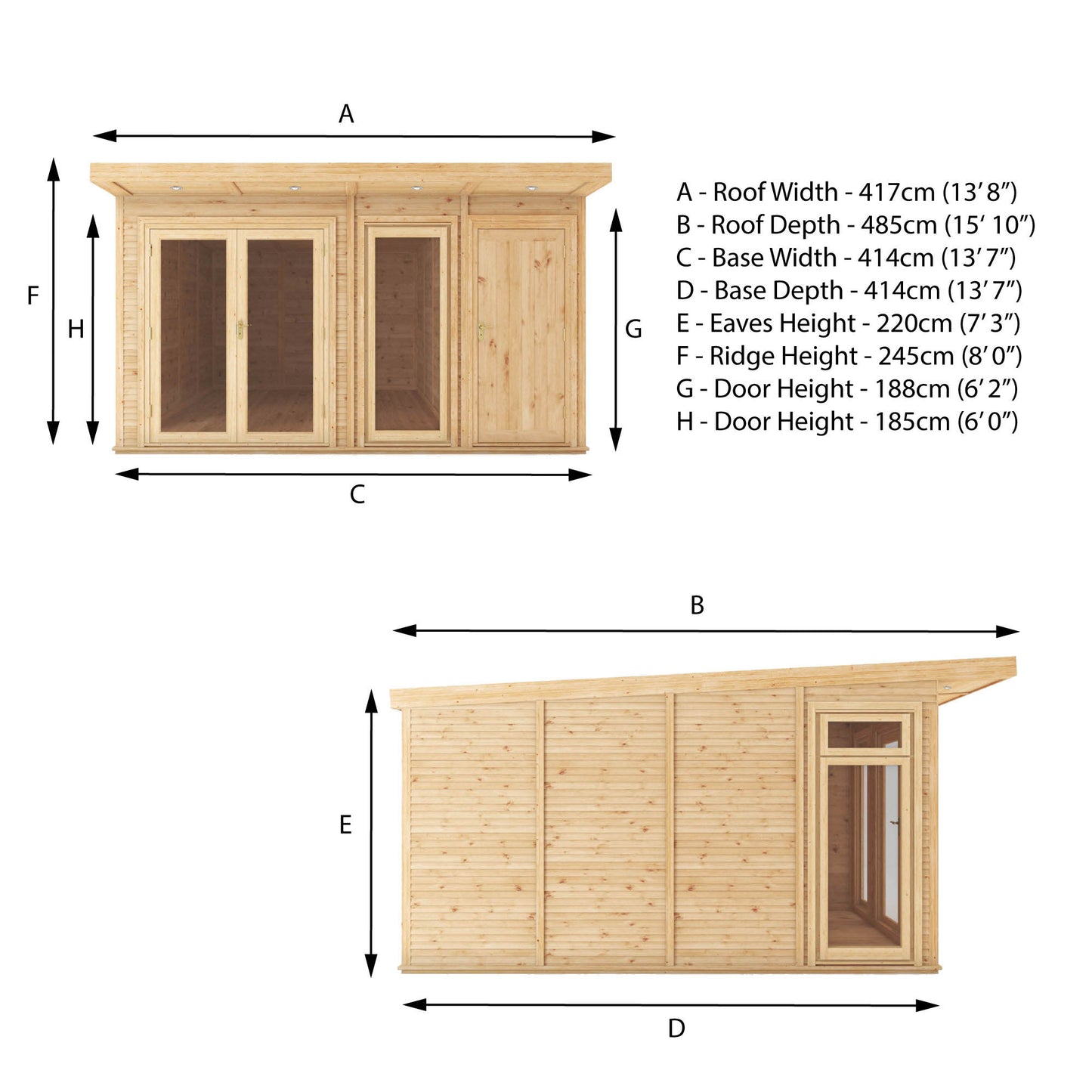 4 x 4m Insulated Garden Room with Side Shed