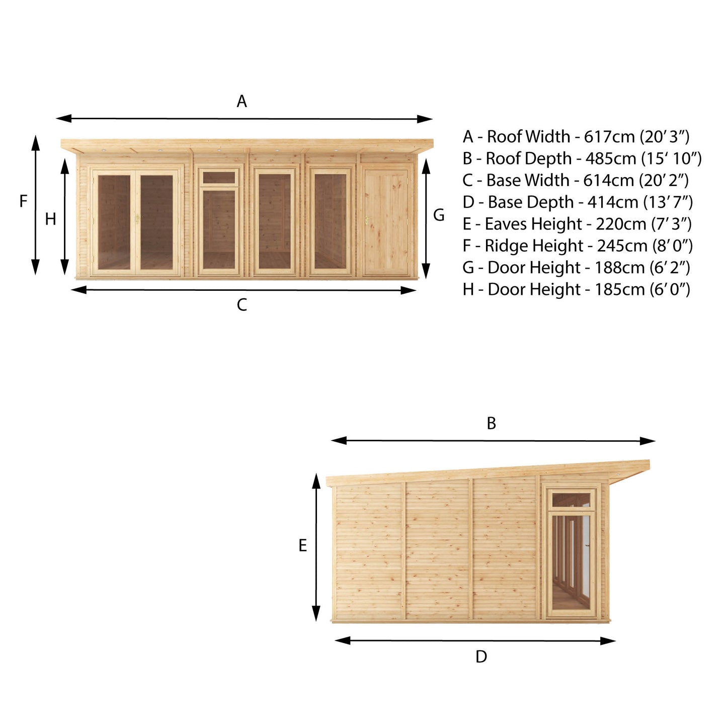 6 x 4m Insulated Garden Room with Side Shed