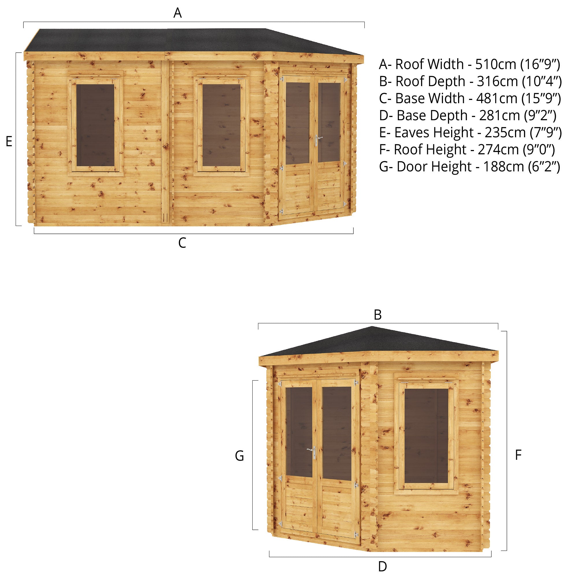 The Hemlock 5m x 3m Log Cabin
