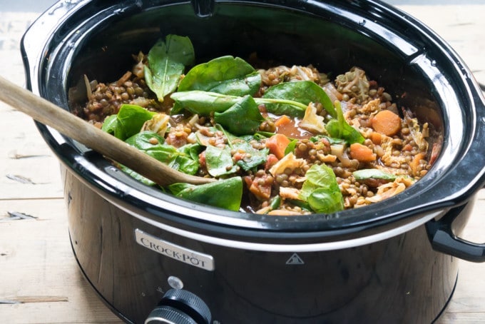 Vegan lentil stew with harissa