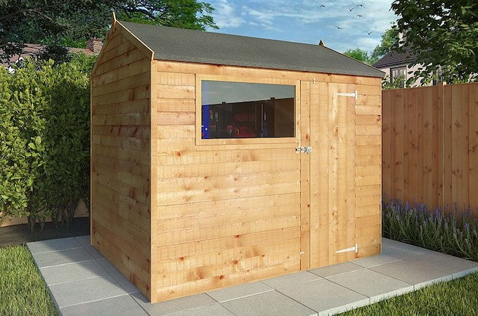 6 x 8 Reverse Overlap Single Door Apex Wooden Shed from Waltons