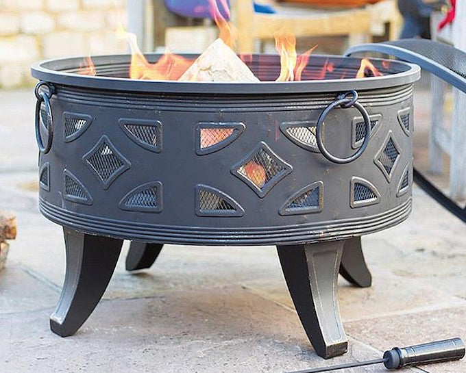 waltons firepit with fire burning