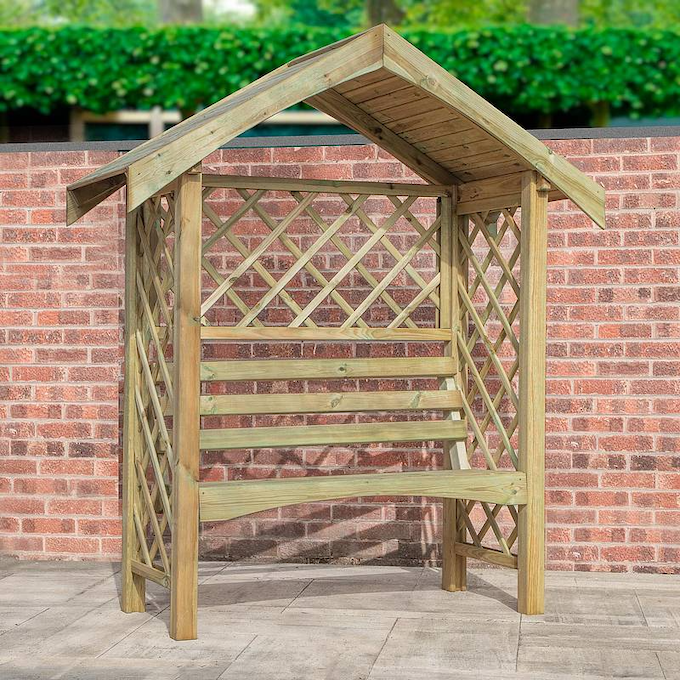 The wooden Swing Arm Arbour Seat from Waltons The wooden Swing Arm Arbour Seat from Waltons