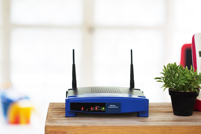 Internet router on table Internet router on table