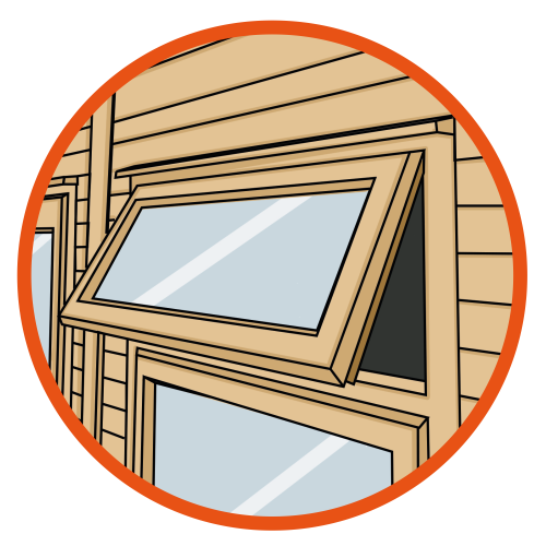insulated garden room opening windows illustration