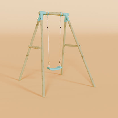 Single Wooden Swing - Evergreen