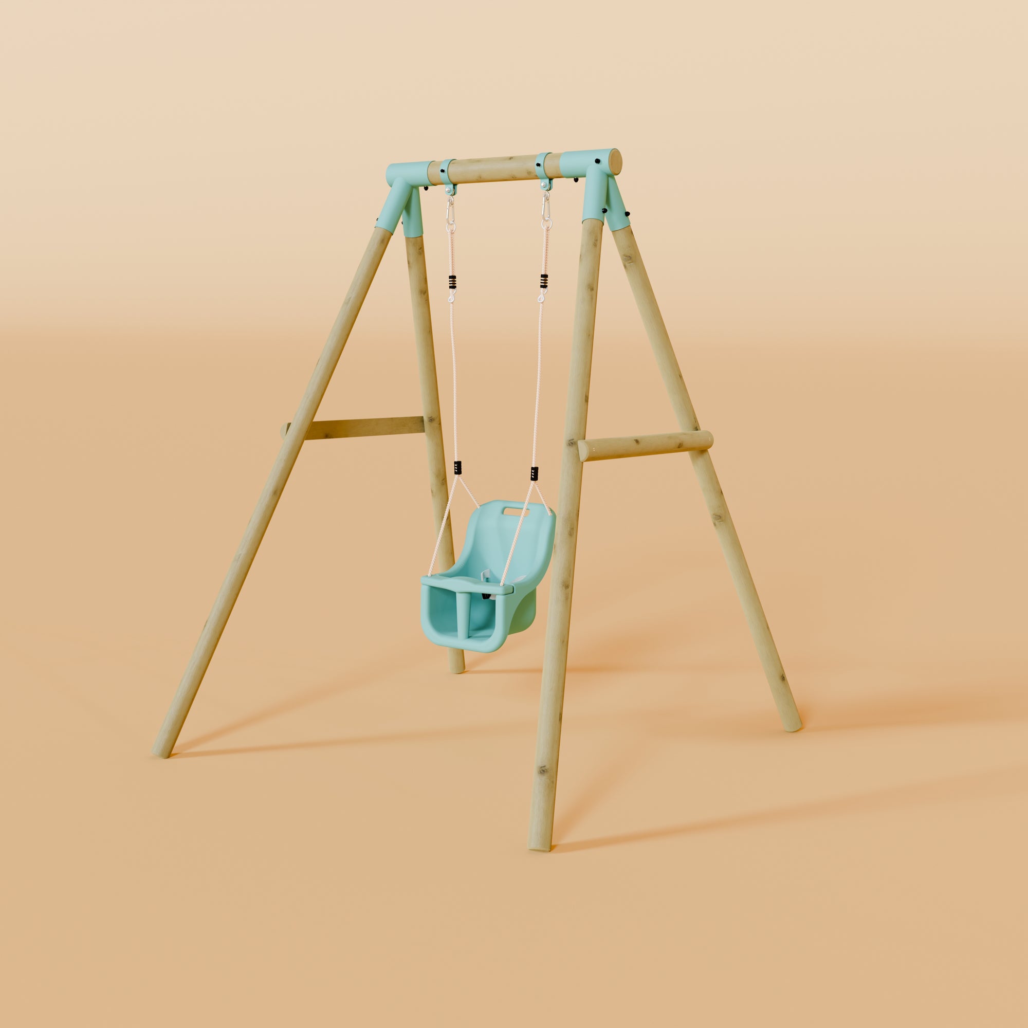 Single Wooden Baby Swing - Evergreen