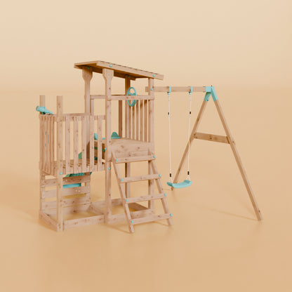 Climbing Frame With Step Up & Single Swing - Acorn Valley I