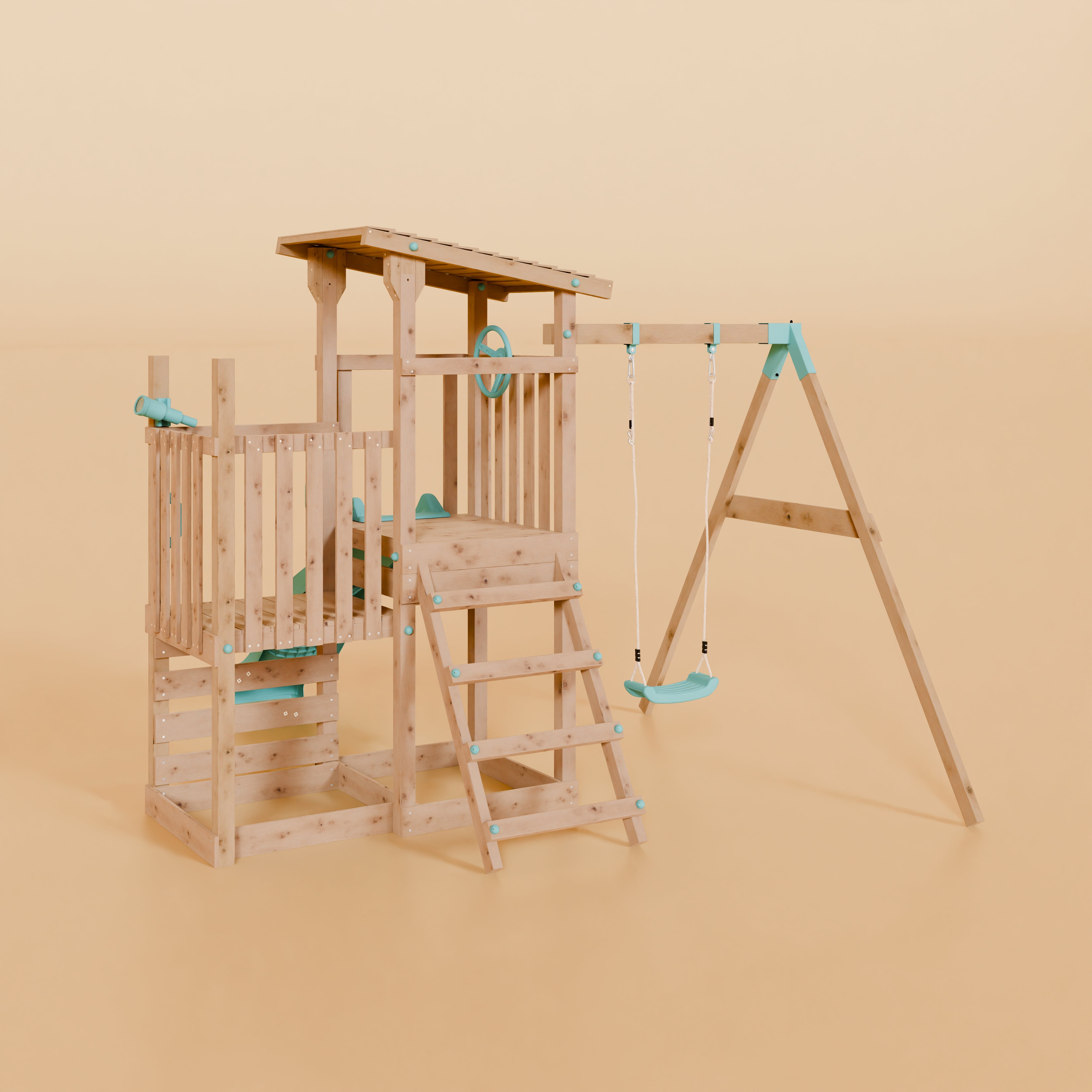 Climbing Frame With Step Up & Single Swing - Acorn Valley I