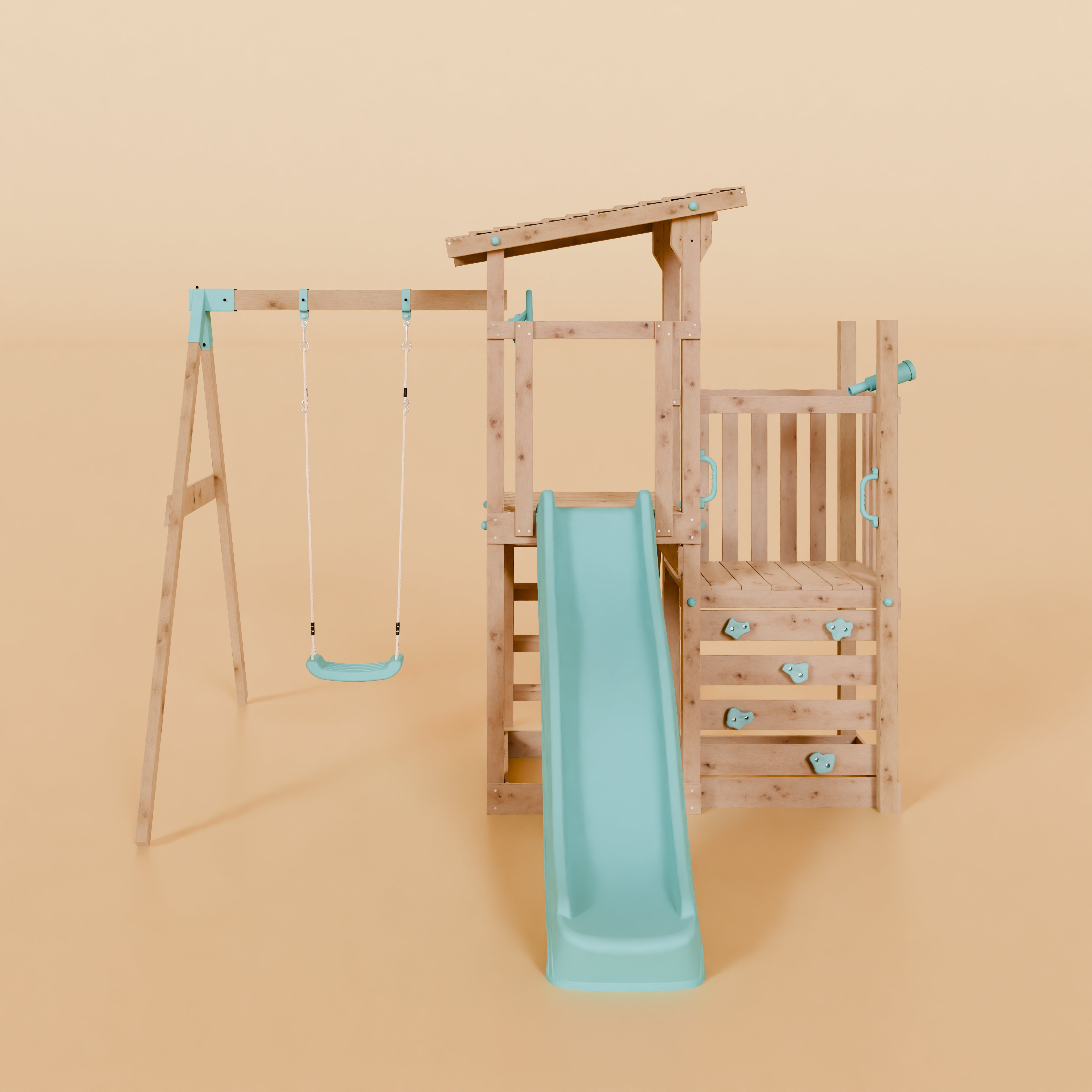 Climbing Frame With Step Up & Single Swing - Acorn Valley I
