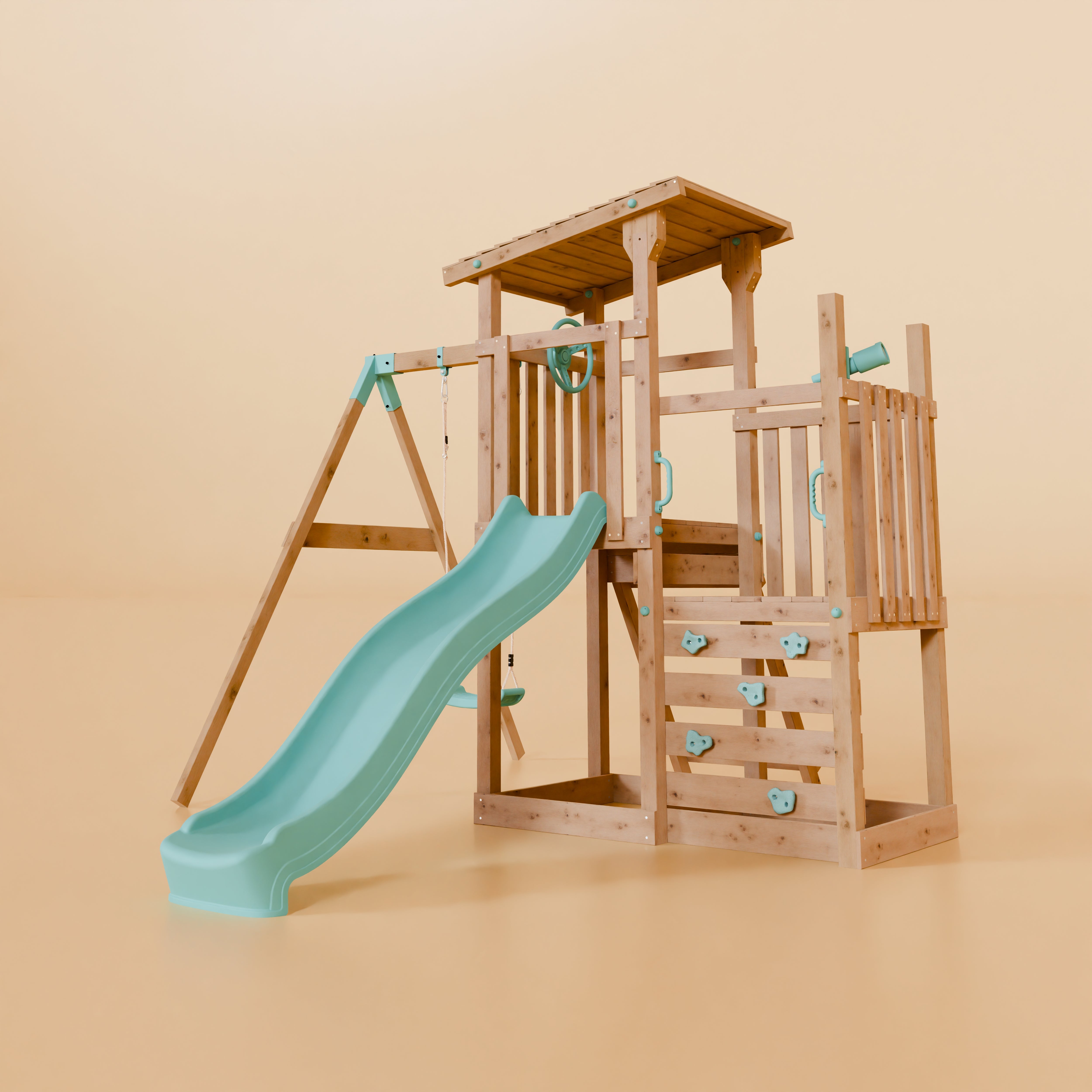 Climbing Frame With Step Up & Single Swing - Acorn Valley I
