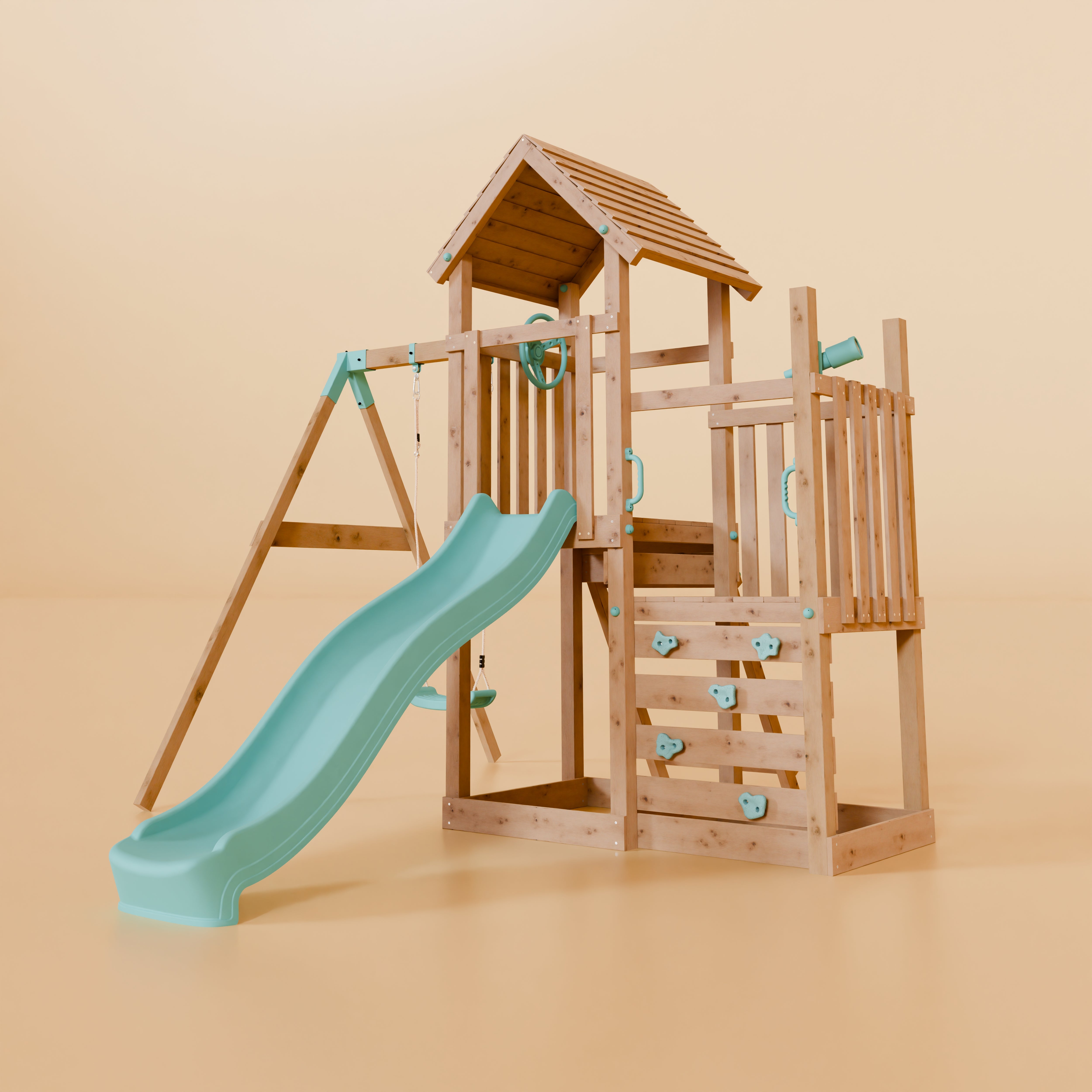 Climbing Frame With Step Up & Single Swing - Shadowfern Glade I