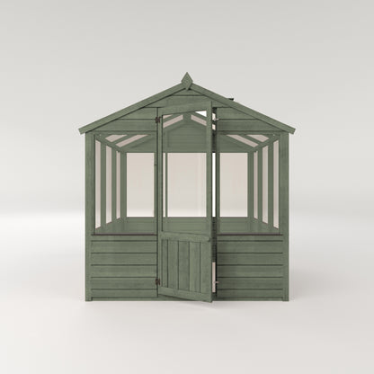 Refurbished Castle Green 6 x 6 Evesham Wooden Greenhouse