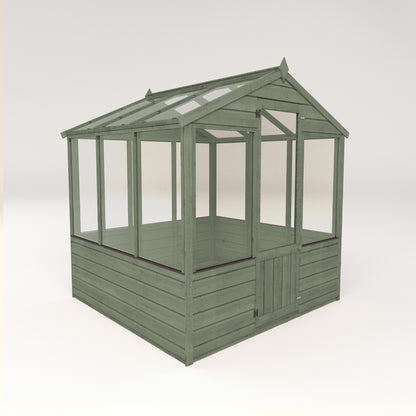 Refurbished Castle Green 6 x 6 Evesham Wooden Greenhouse