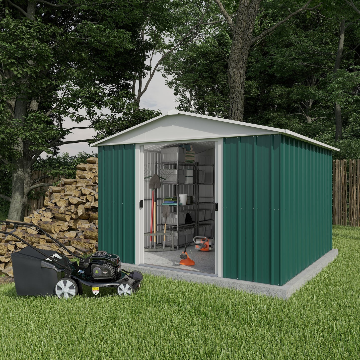 Yardmaster 'Emerald' 10' x 10' Green Metal Shed
