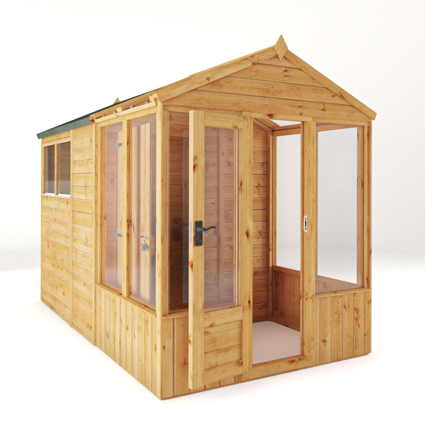 10 x 6 Woodsman Styrene Combi Greenhouse with Shed